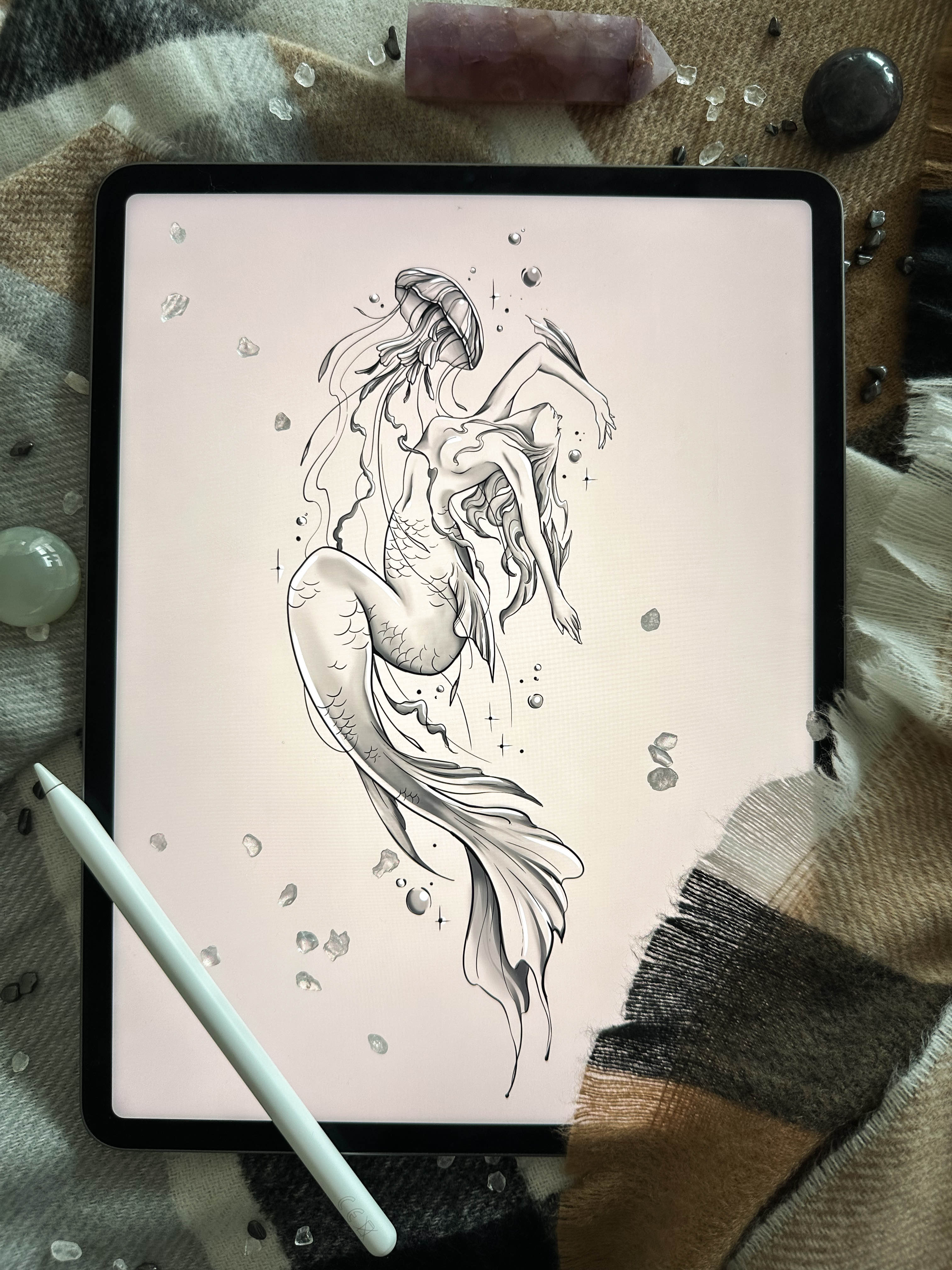 Meerjungfrau mit Qualle